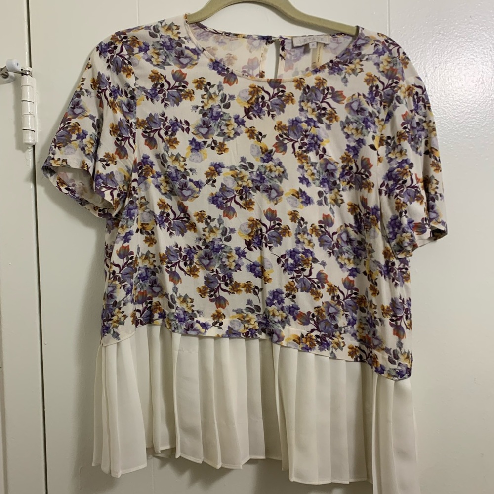1. STATE floral and white shirt sleeve blouse